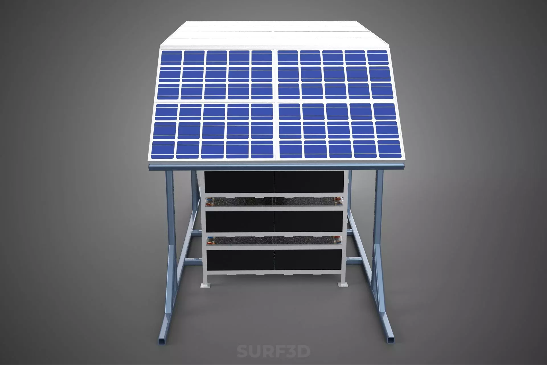 ENERGY POWER STATION SOLAR PANEL PV ARRAY RACK BATTERY BANK PACK 3D model_37