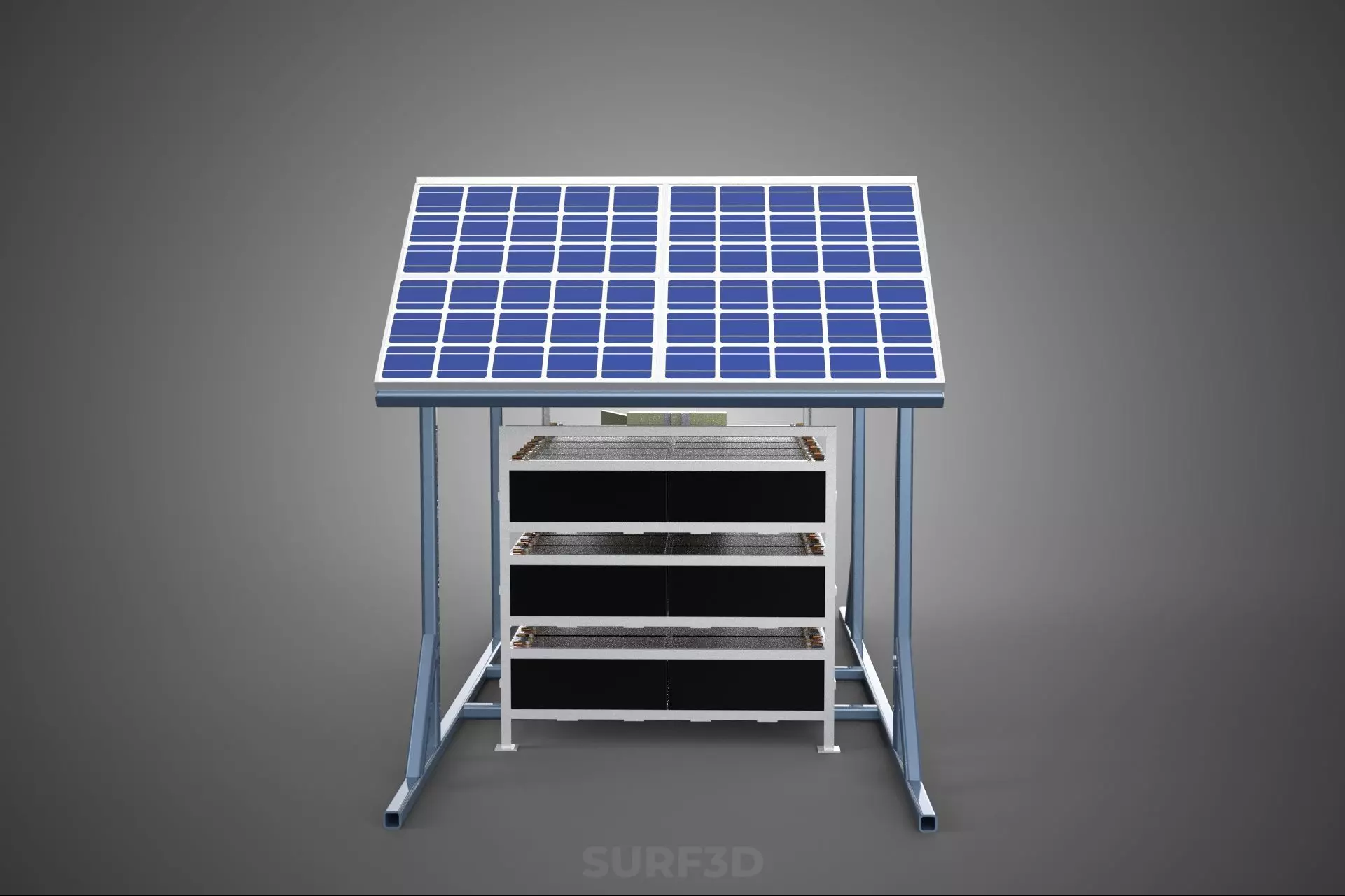 ENERGY POWER STATION SOLAR PANEL PV ARRAY RACK BATTERY BANK PACK 3D model_20