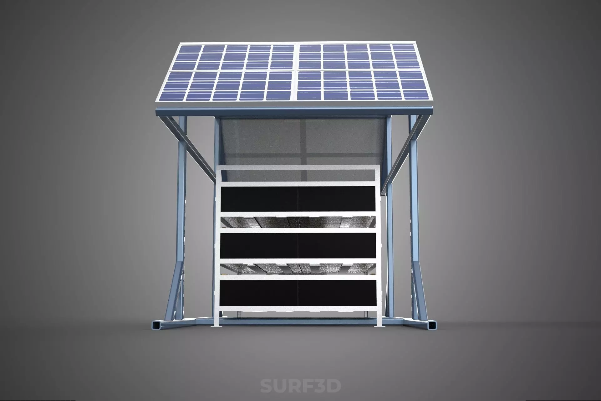 ENERGY POWER STATION SOLAR PANEL PV ARRAY RACK BATTERY BANK PACK 3D model_28