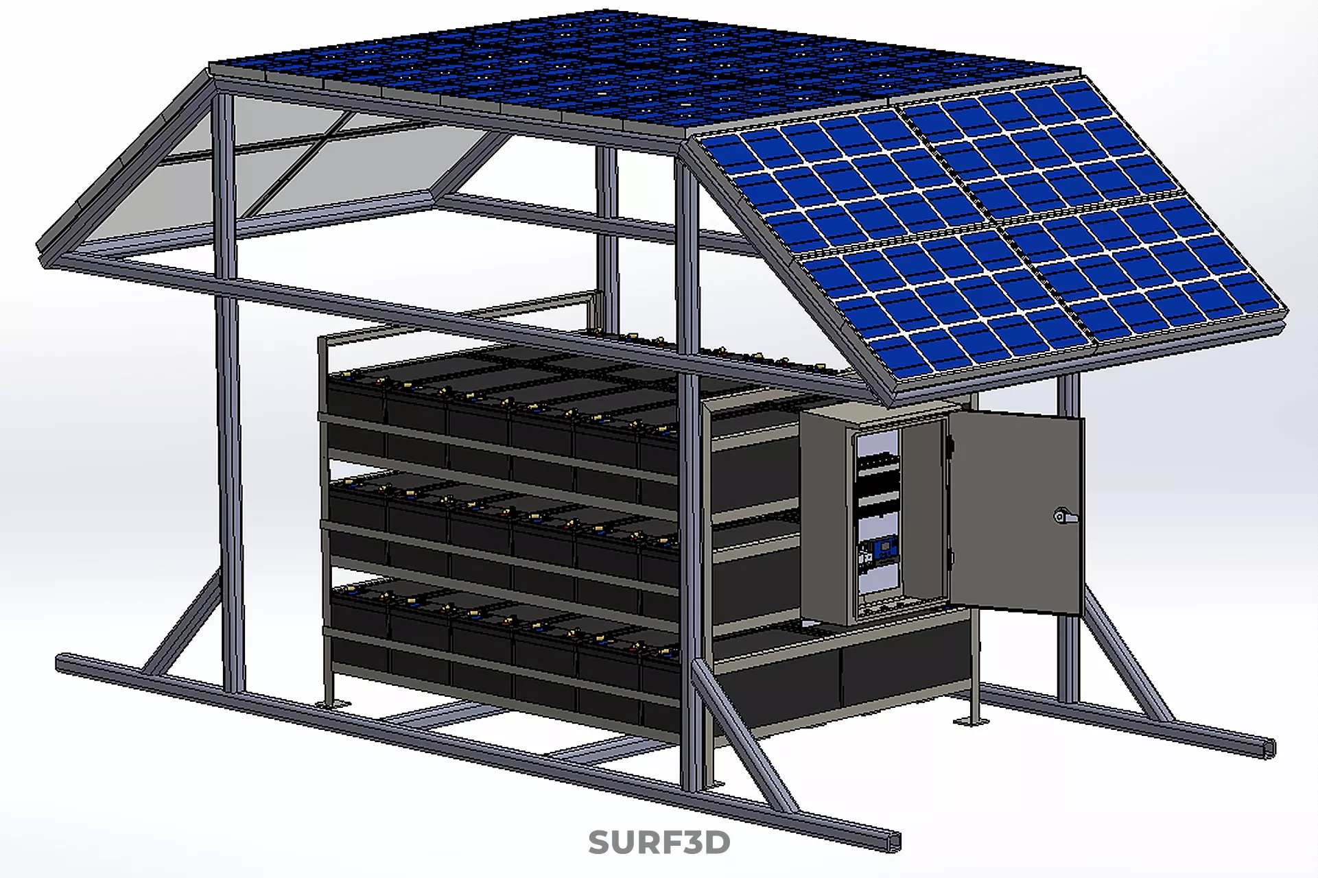 ENERGY POWER STATION SOLAR PANEL PV ARRAY RACK BATTERY BANK PACK 3D model_45