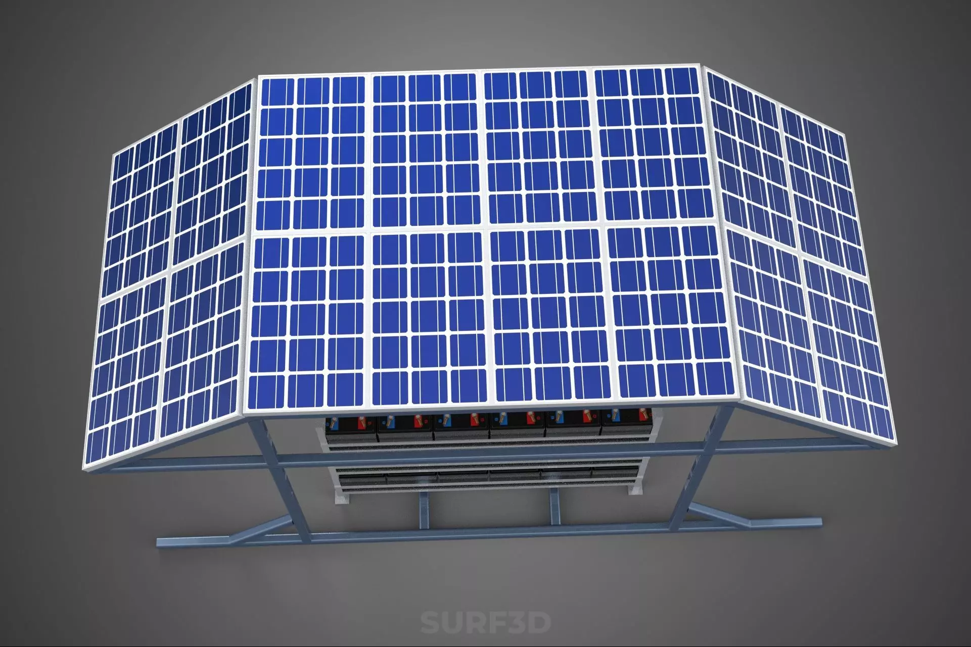ENERGY POWER STATION SOLAR PANEL PV ARRAY RACK BATTERY BANK PACK 3D model_33