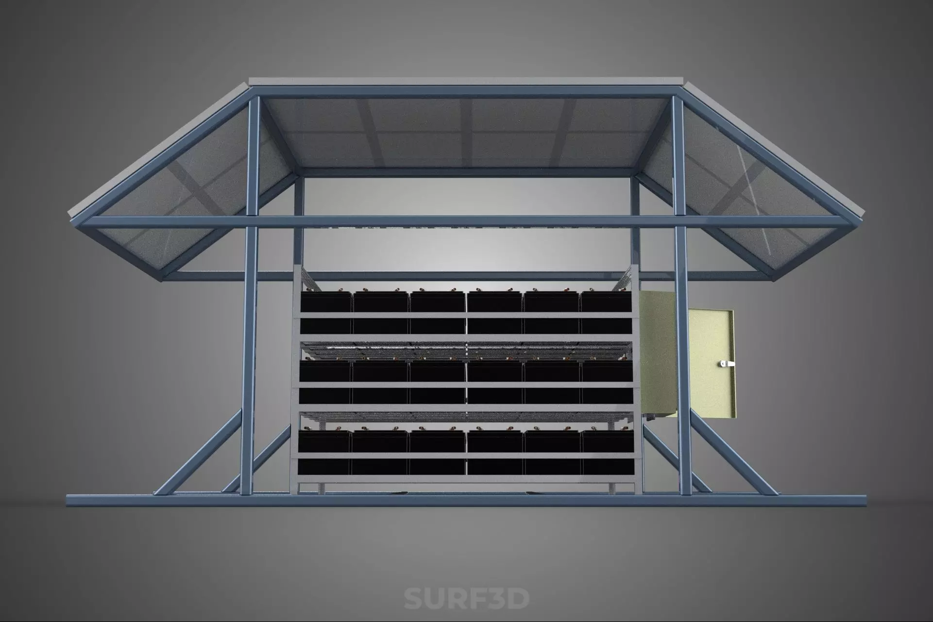 ENERGY POWER STATION SOLAR PANEL PV ARRAY RACK BATTERY BANK PACK 3D model_22