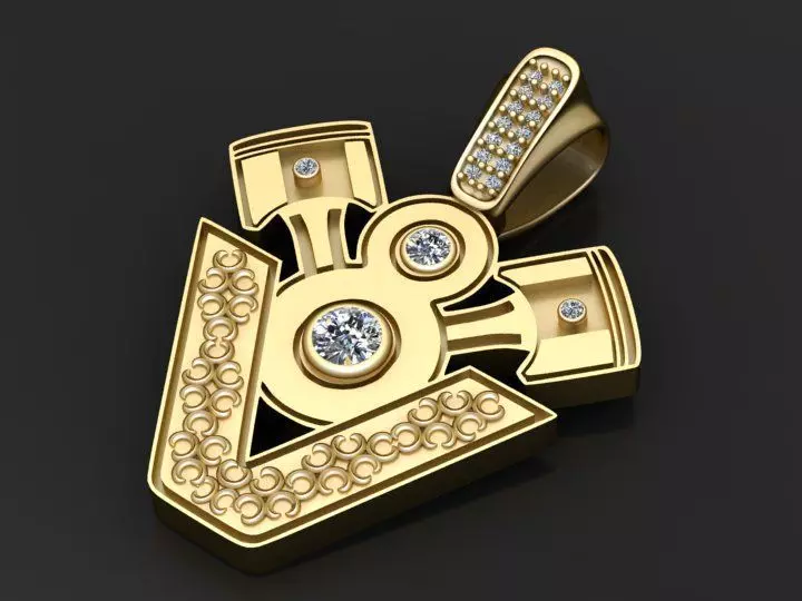 Golden V8 Pendant 3D print model