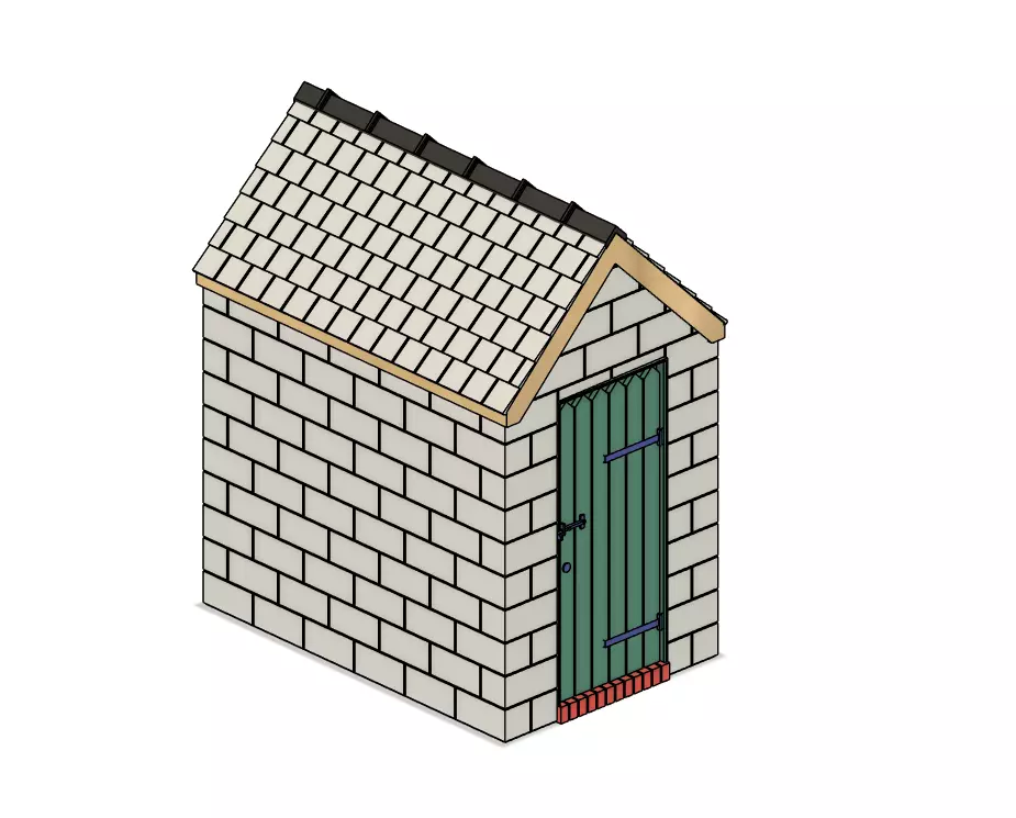 Model Railway Small External Brick Building 3D print model_8