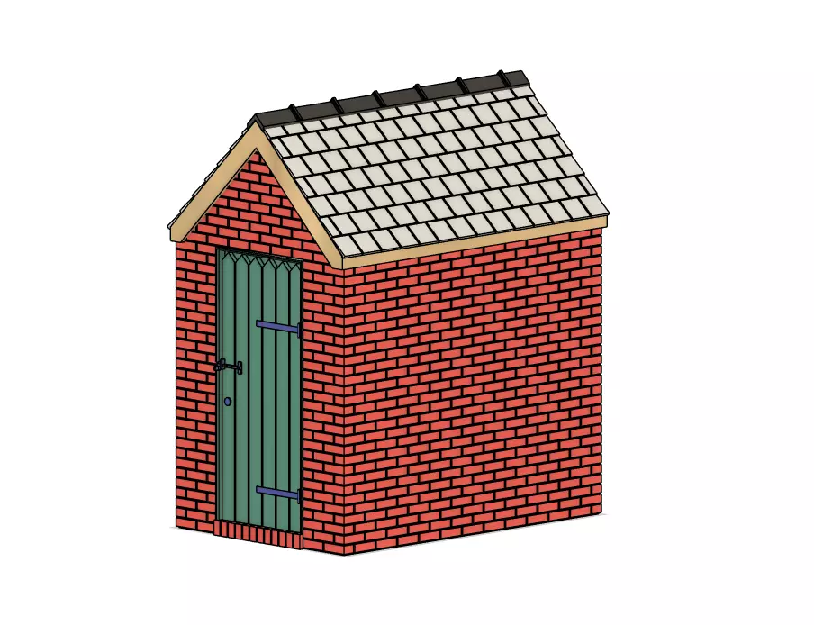 Model Railway Small External Brick Building 3D print model_6
