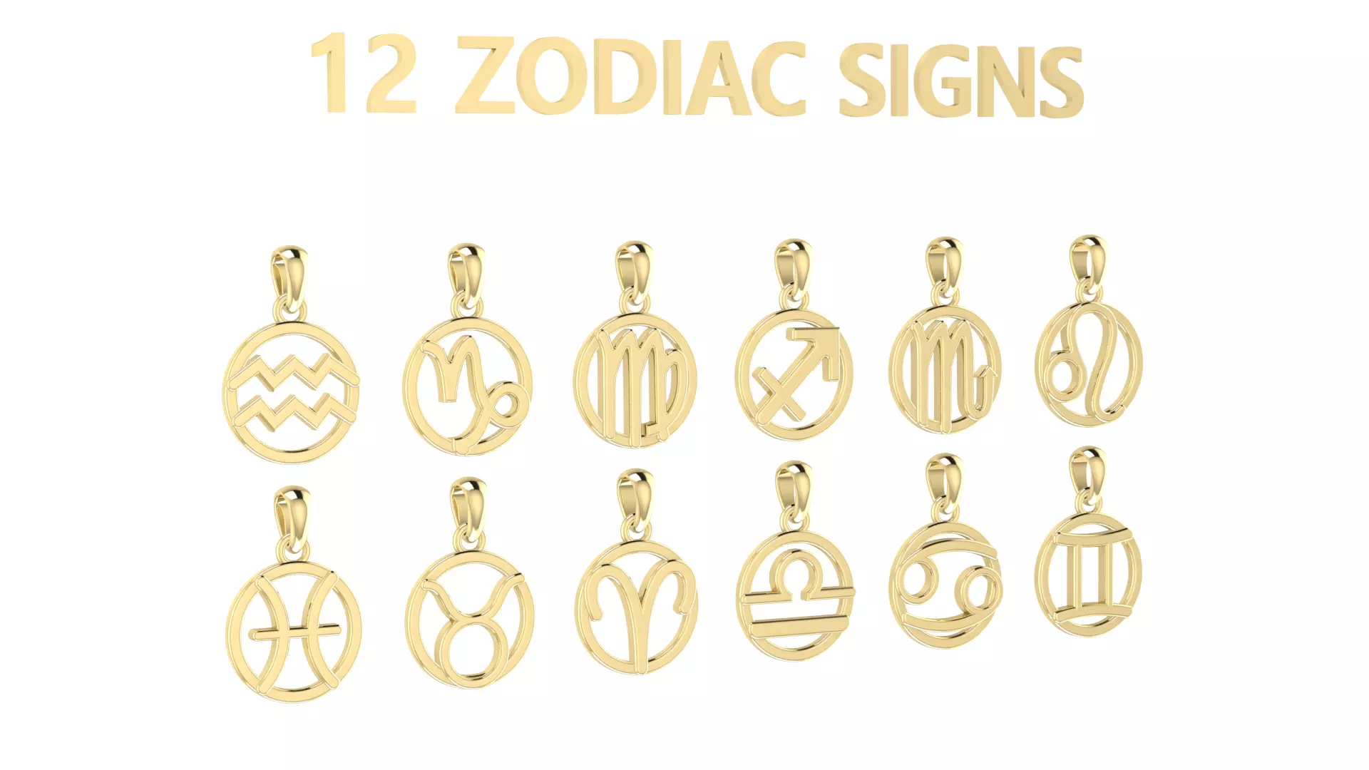 12 Zodiac Signs Pendant 3D print model_0