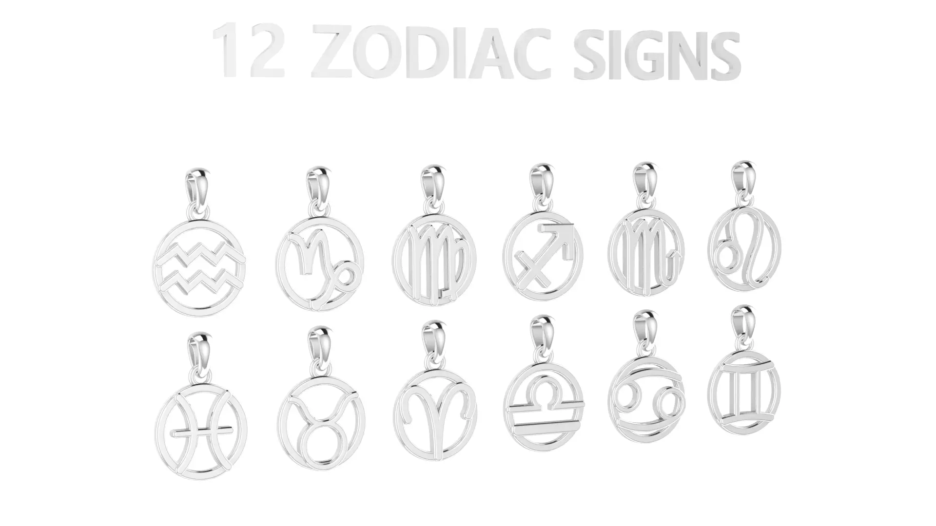 12 Zodiac Signs Pendant 3D print model_1