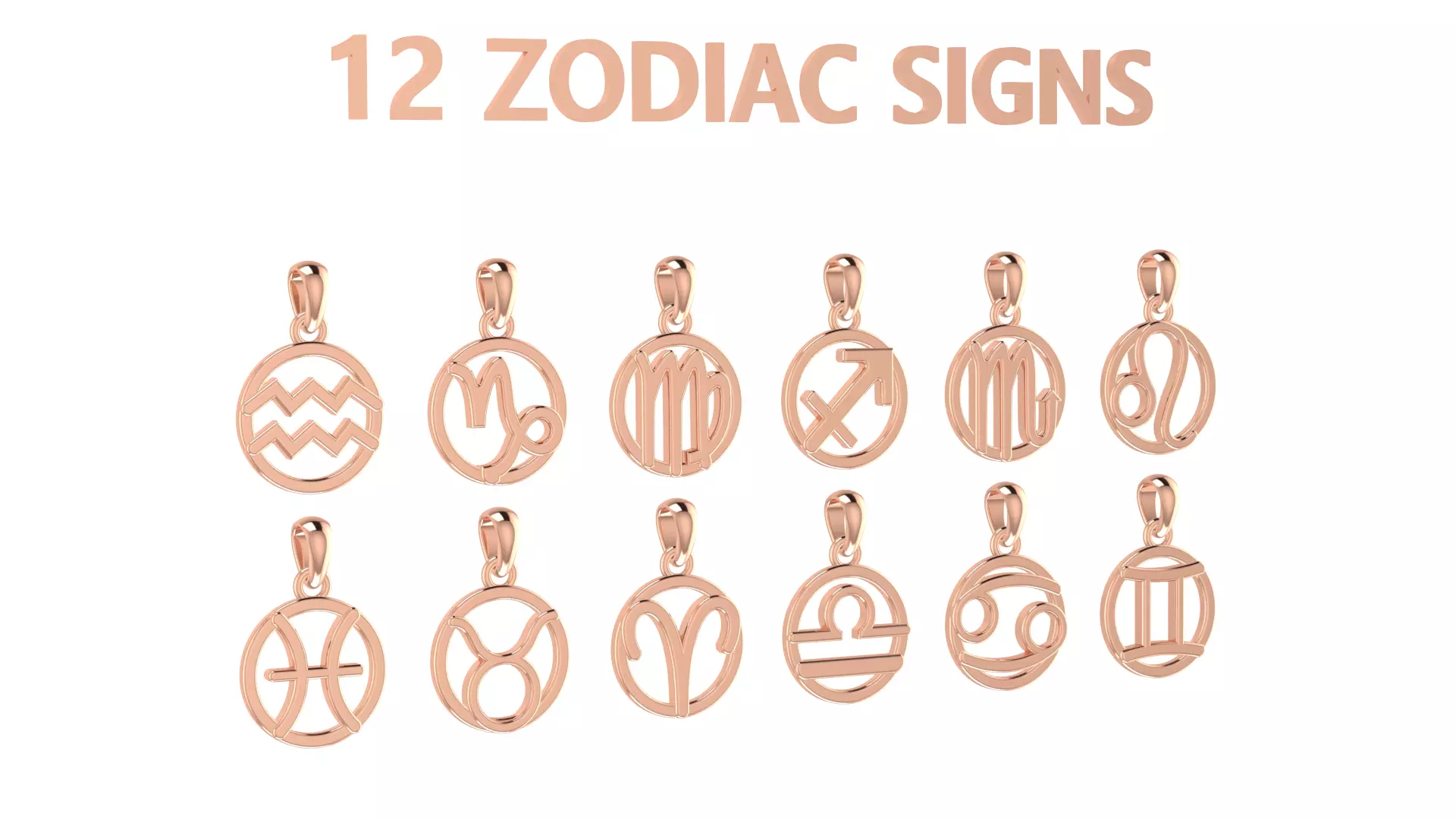 12 Zodiac Signs Pendant 3D print model_2