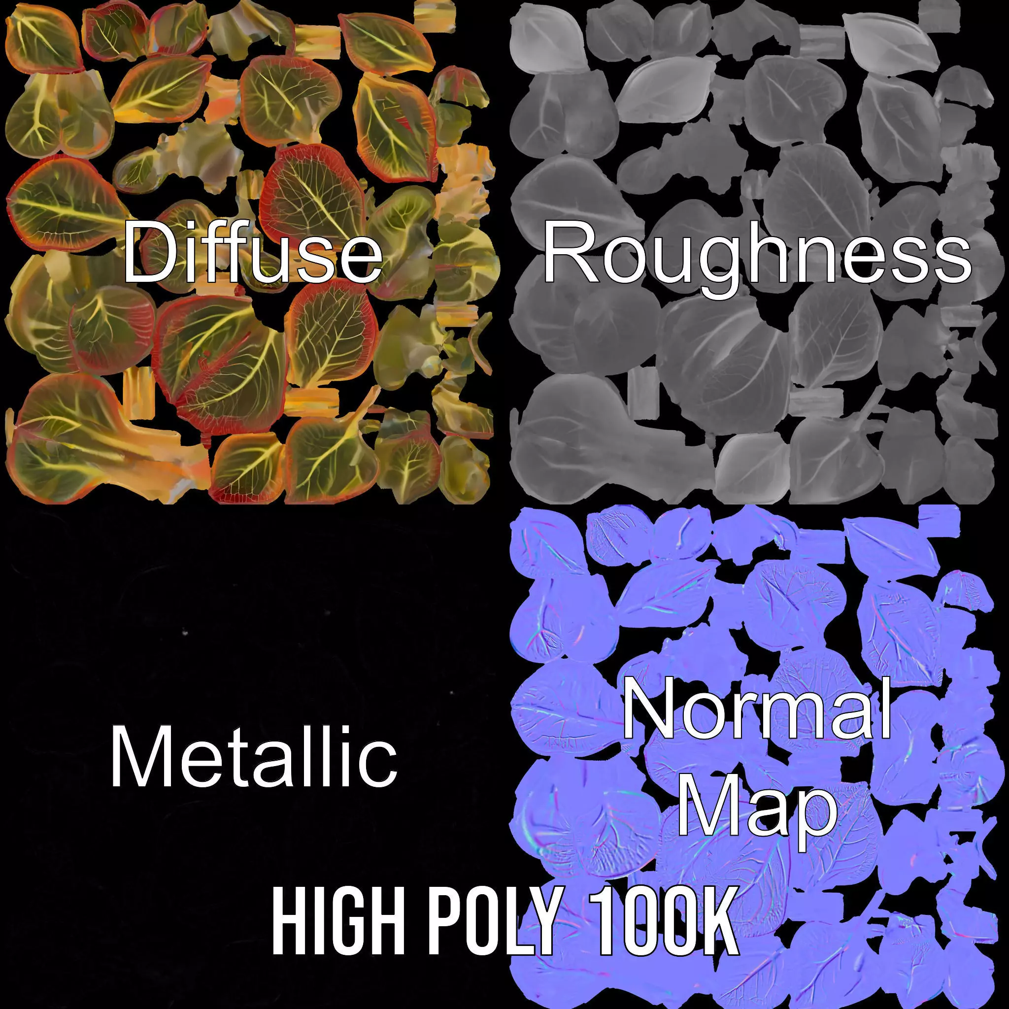 Vibrant Leafy Plant model pack Low-poly 3D model_3