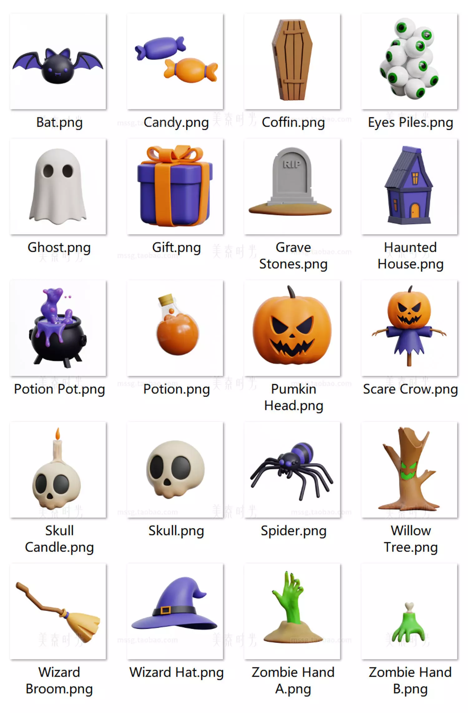20 cartoon Halloween 3D Model Pack 3D model_1