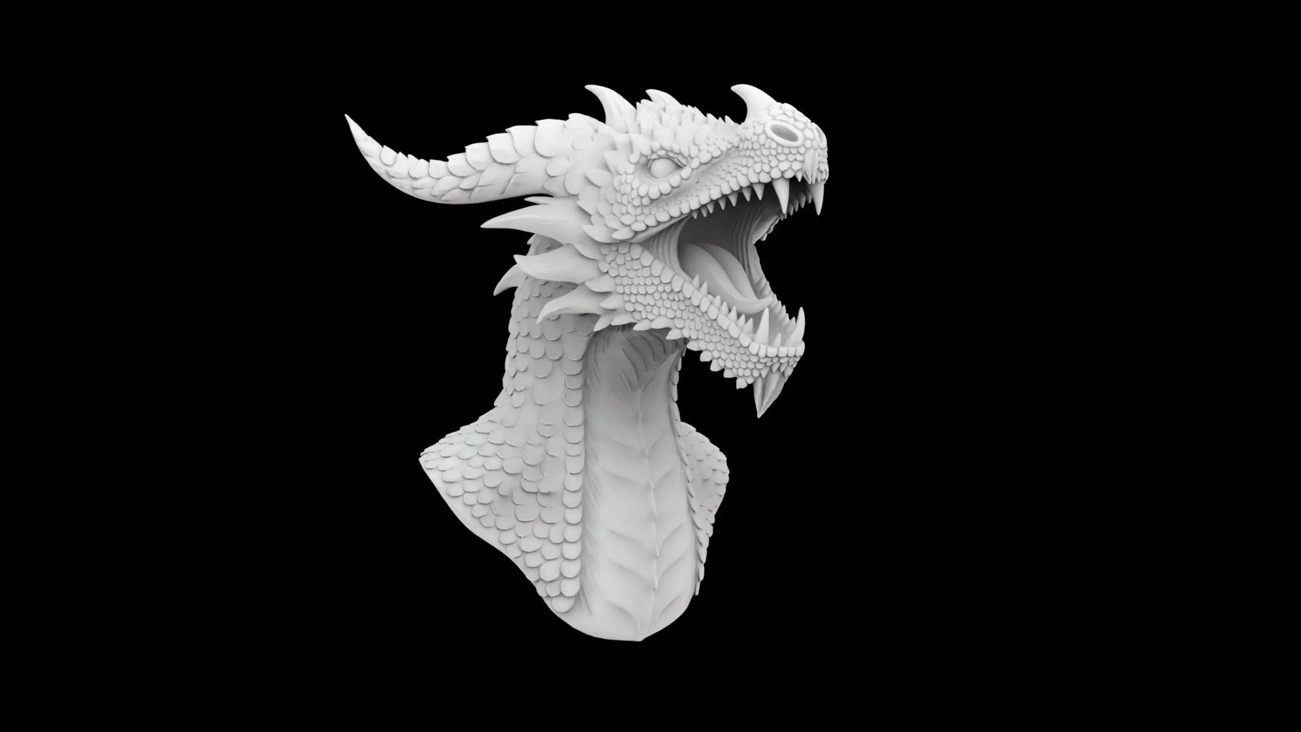 Dragon Bust with Open Mouth 3d Print Model 3D print model