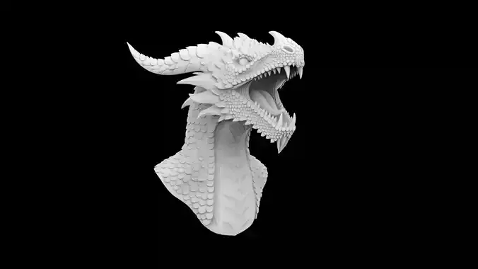 Dragon Bust with Open Mouth 3d Print Model