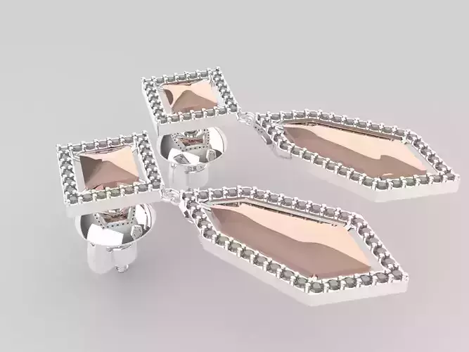 Elegant Kite-Shaped Diamond Dangling Earring