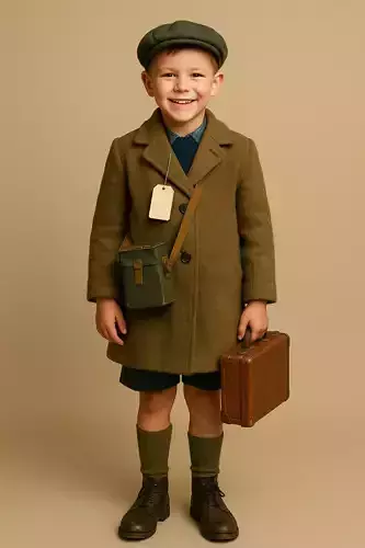 Male child evacuee high poly 1940 WW2 