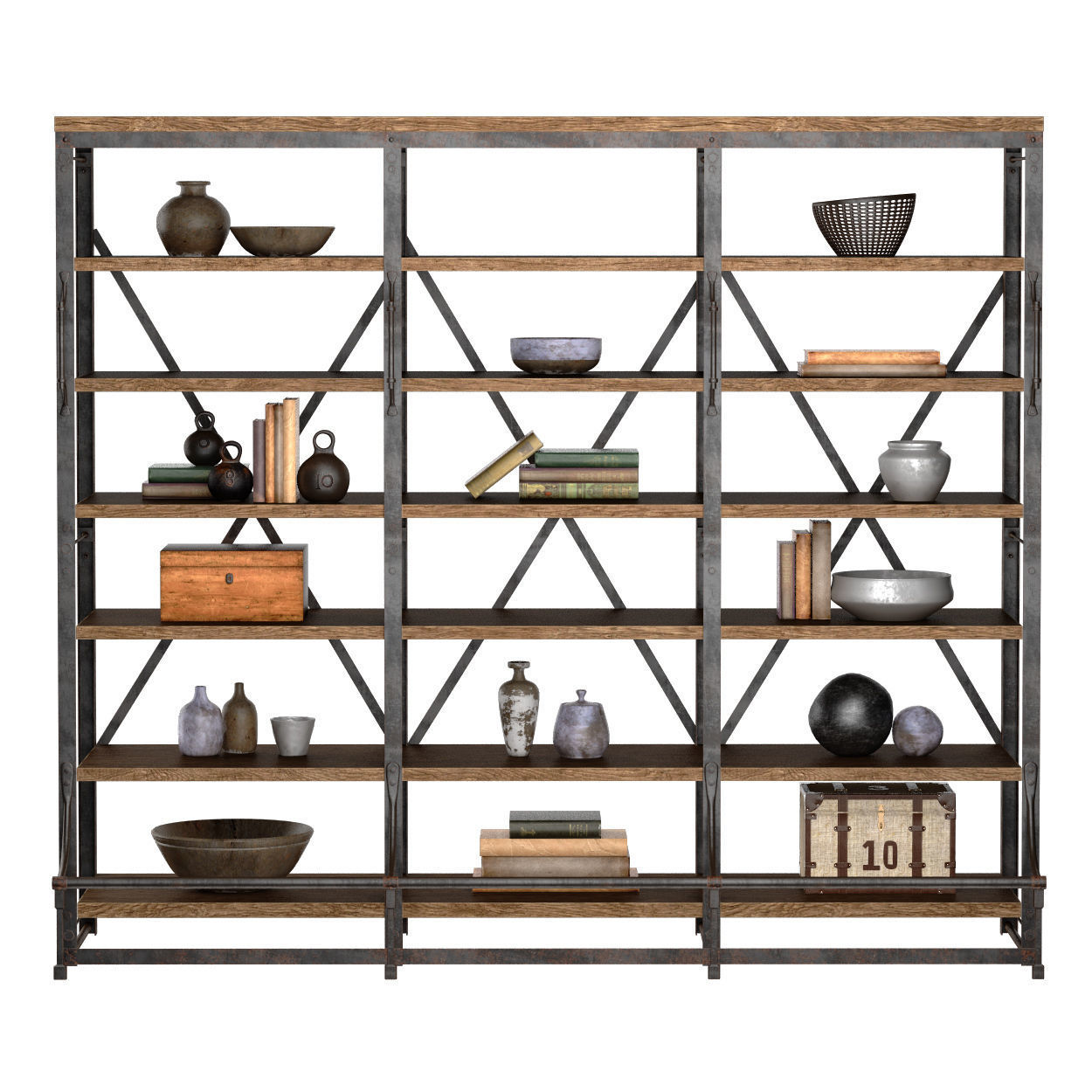 FRENCH LIBRARY WIDE RACK II 3D model_1