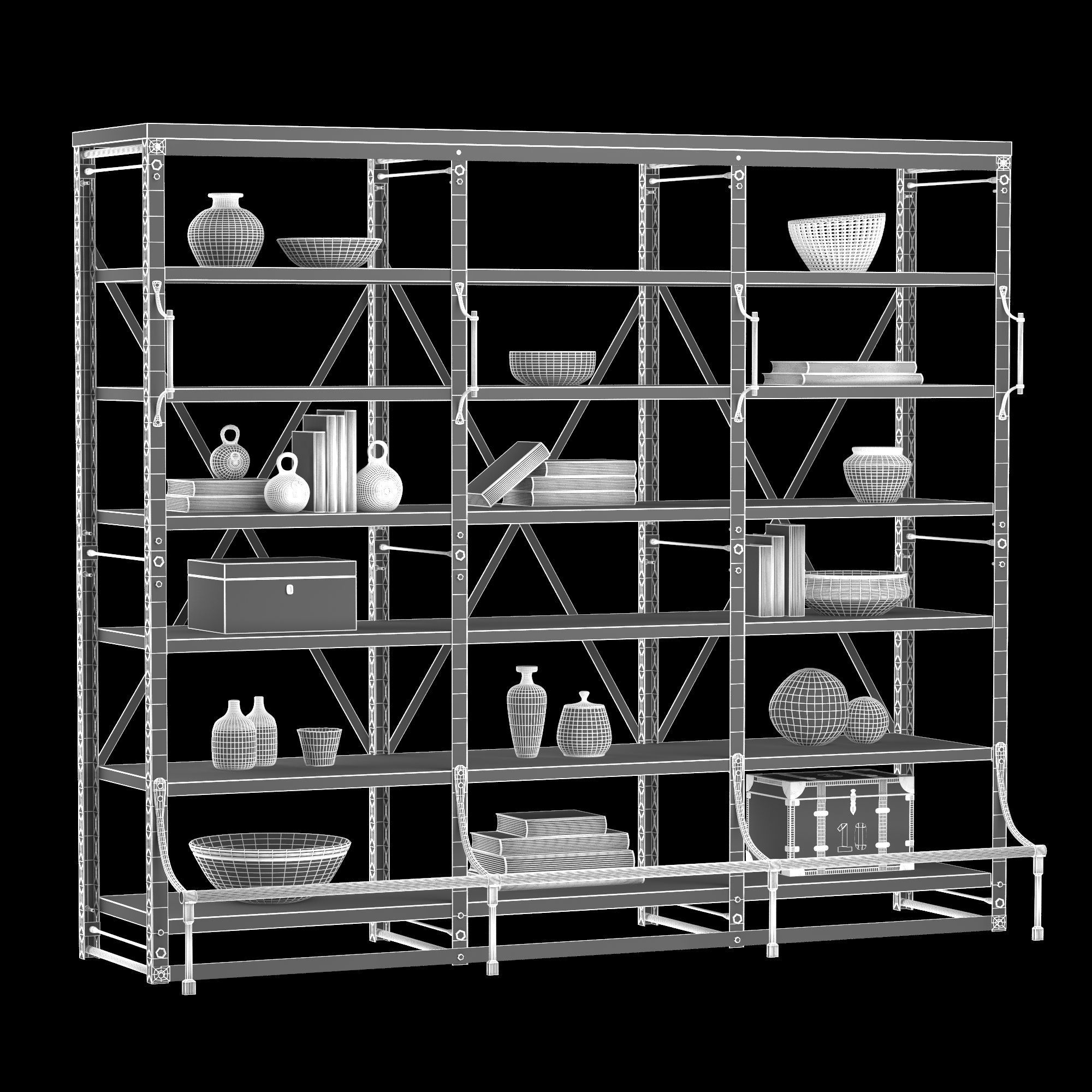 FRENCH LIBRARY WIDE RACK II 3D model_4