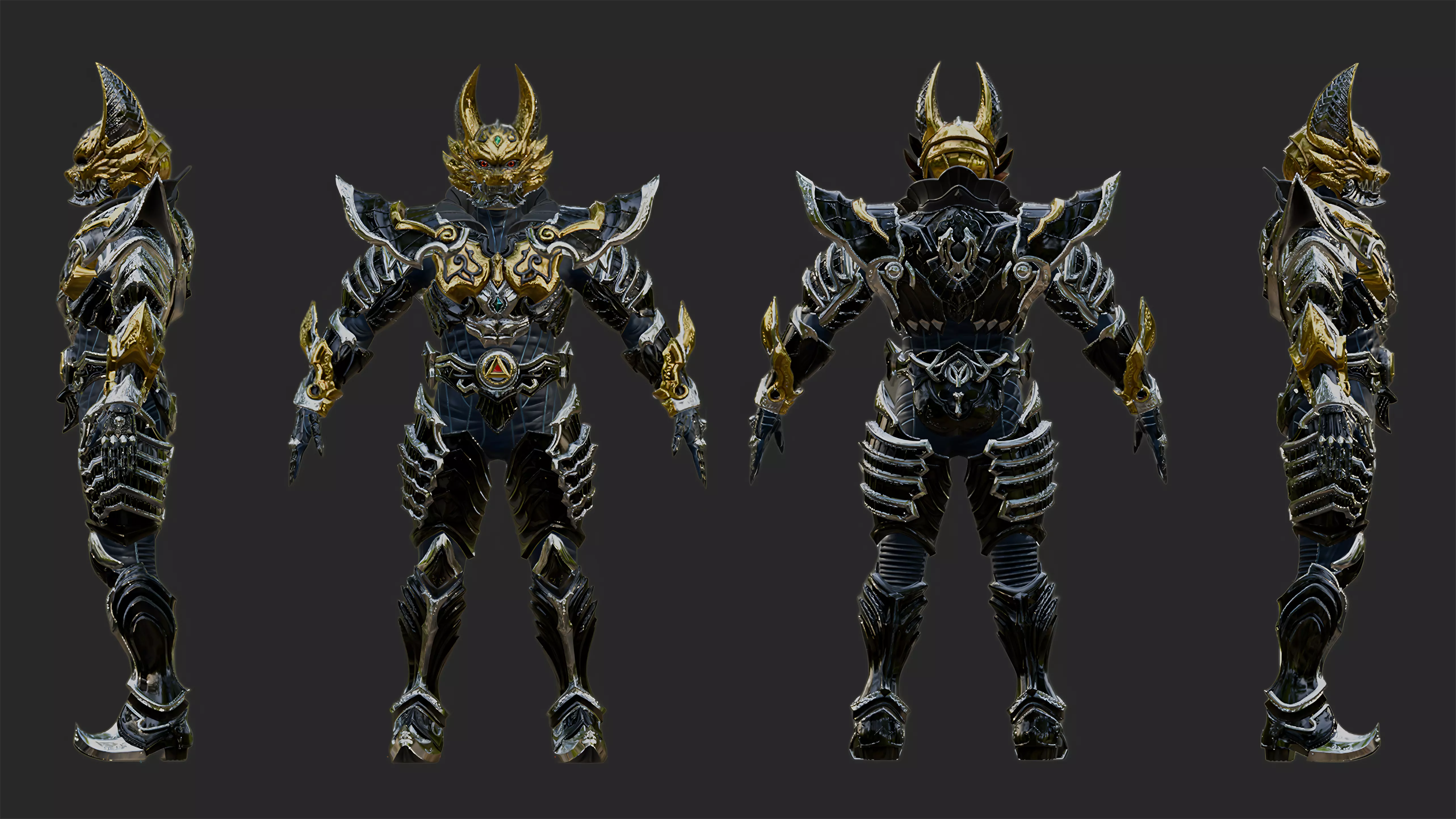 GARO GOLD STORM ARMOR Low-poly 3D model_14