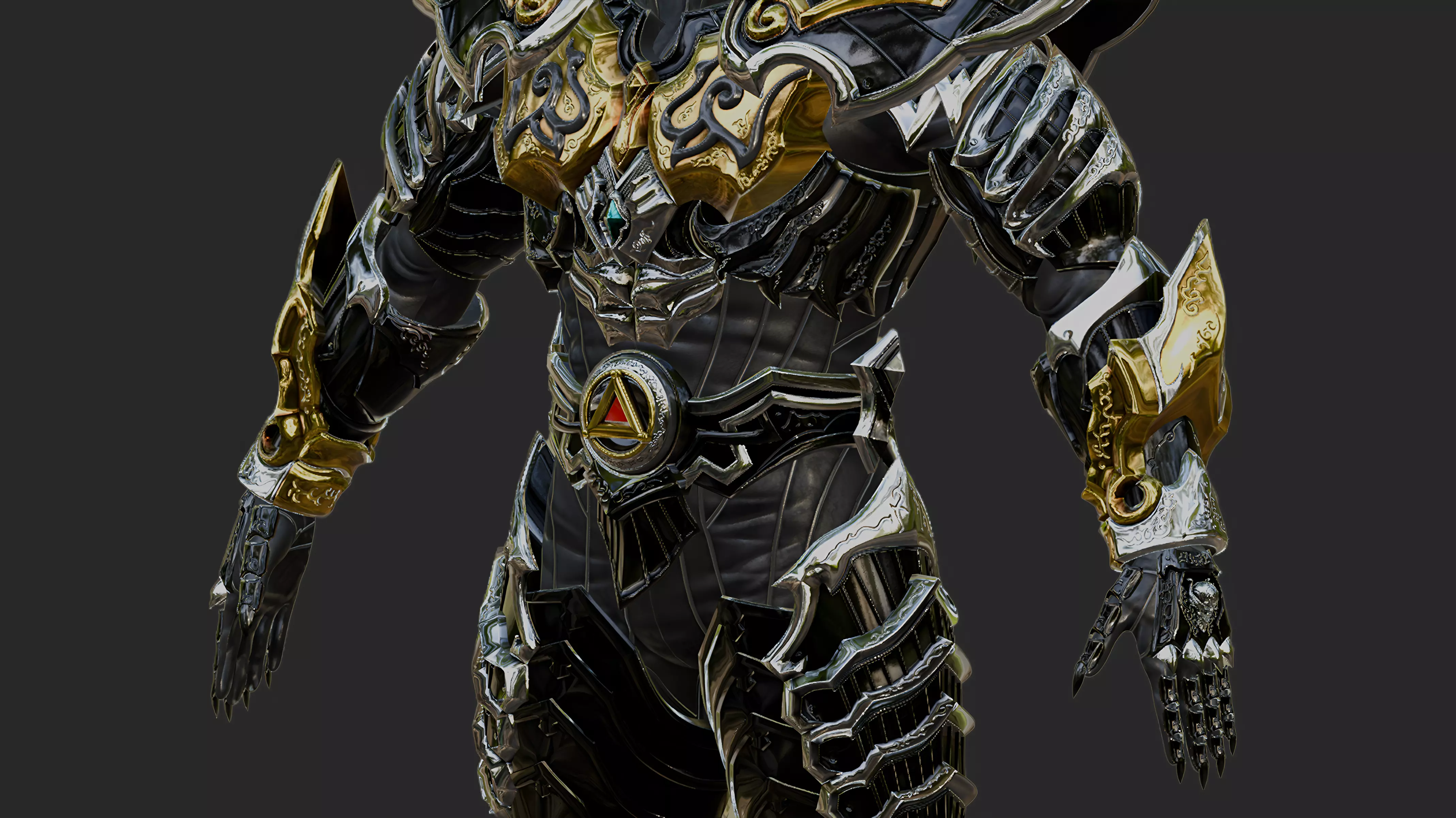 GARO GOLD STORM ARMOR Low-poly 3D model_11