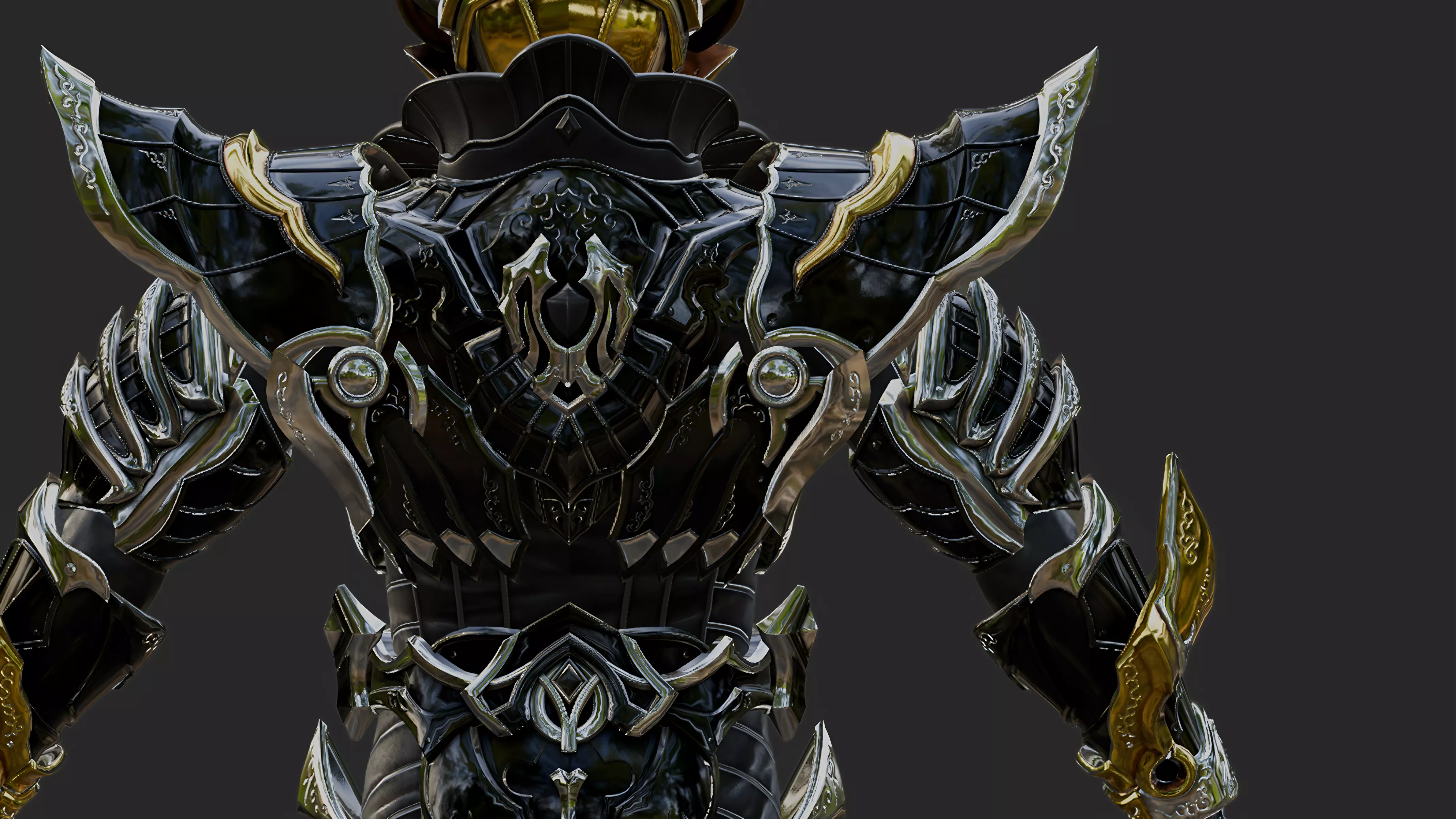 GARO GOLD STORM ARMOR Low-poly 3D model_12