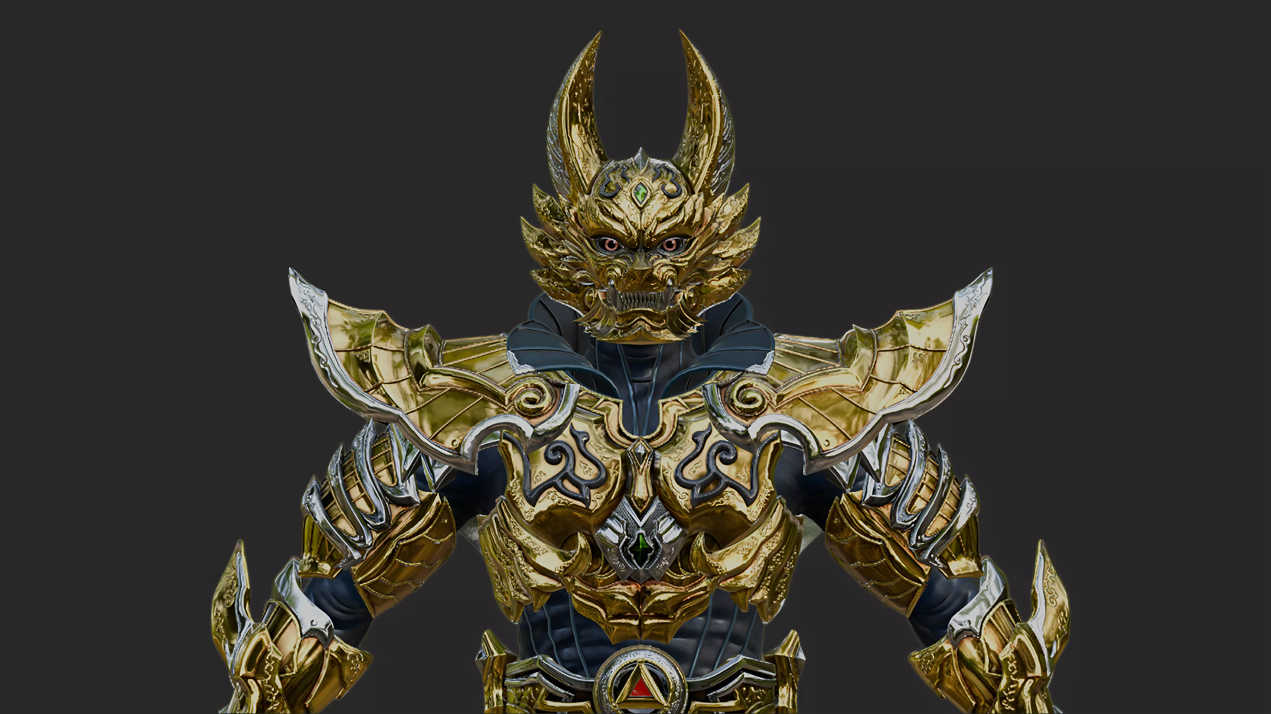 GARO GOLD STORM ARMOR Low-poly 3D model_1