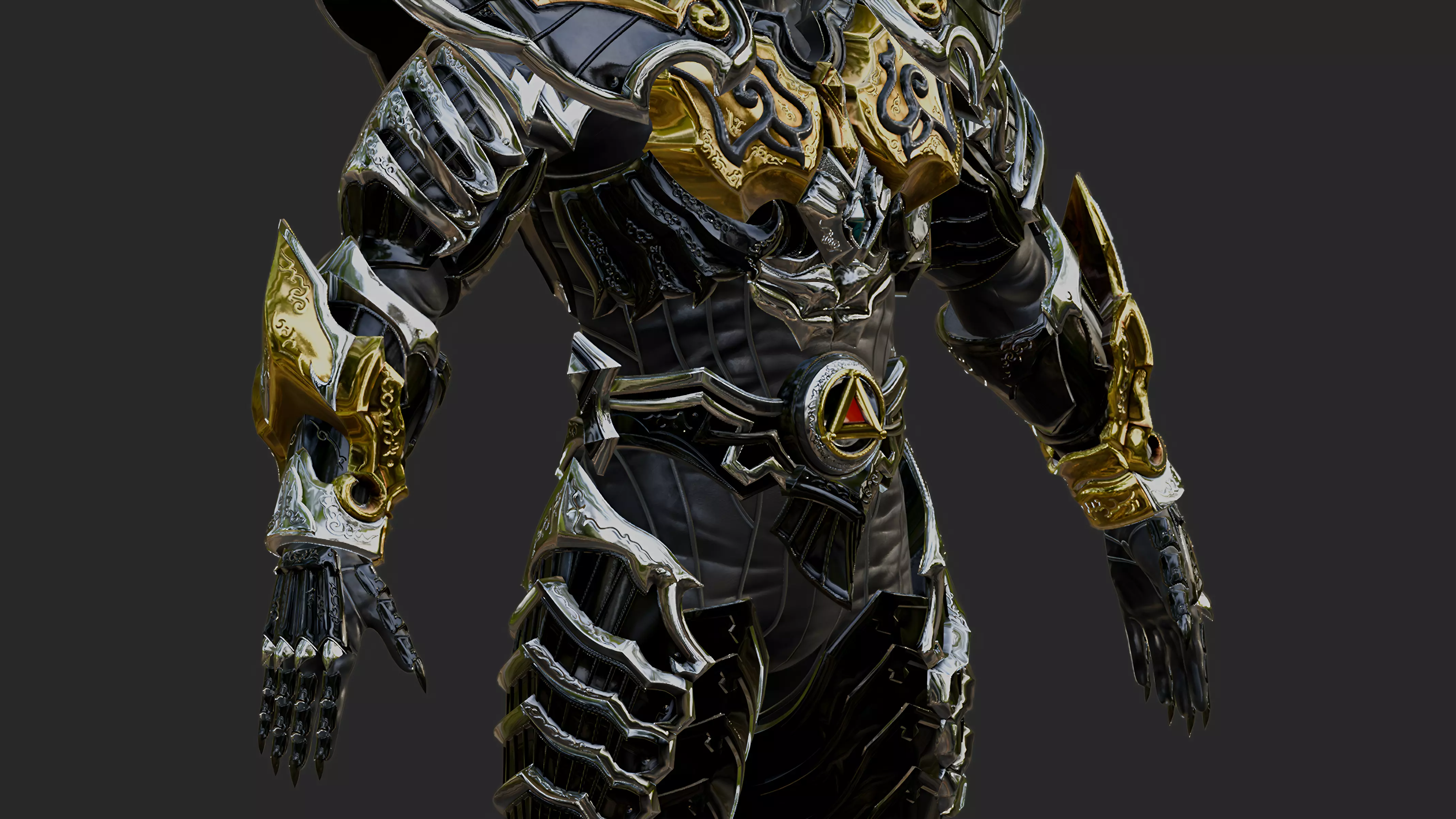 GARO GOLD STORM ARMOR Low-poly 3D model_10
