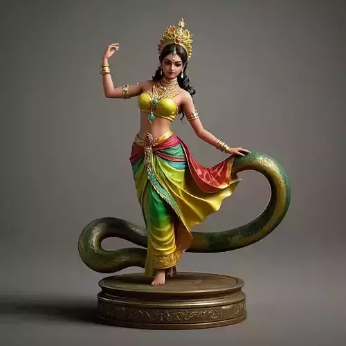 2092Indian Serpent Woman Dancer on Pedestal magic