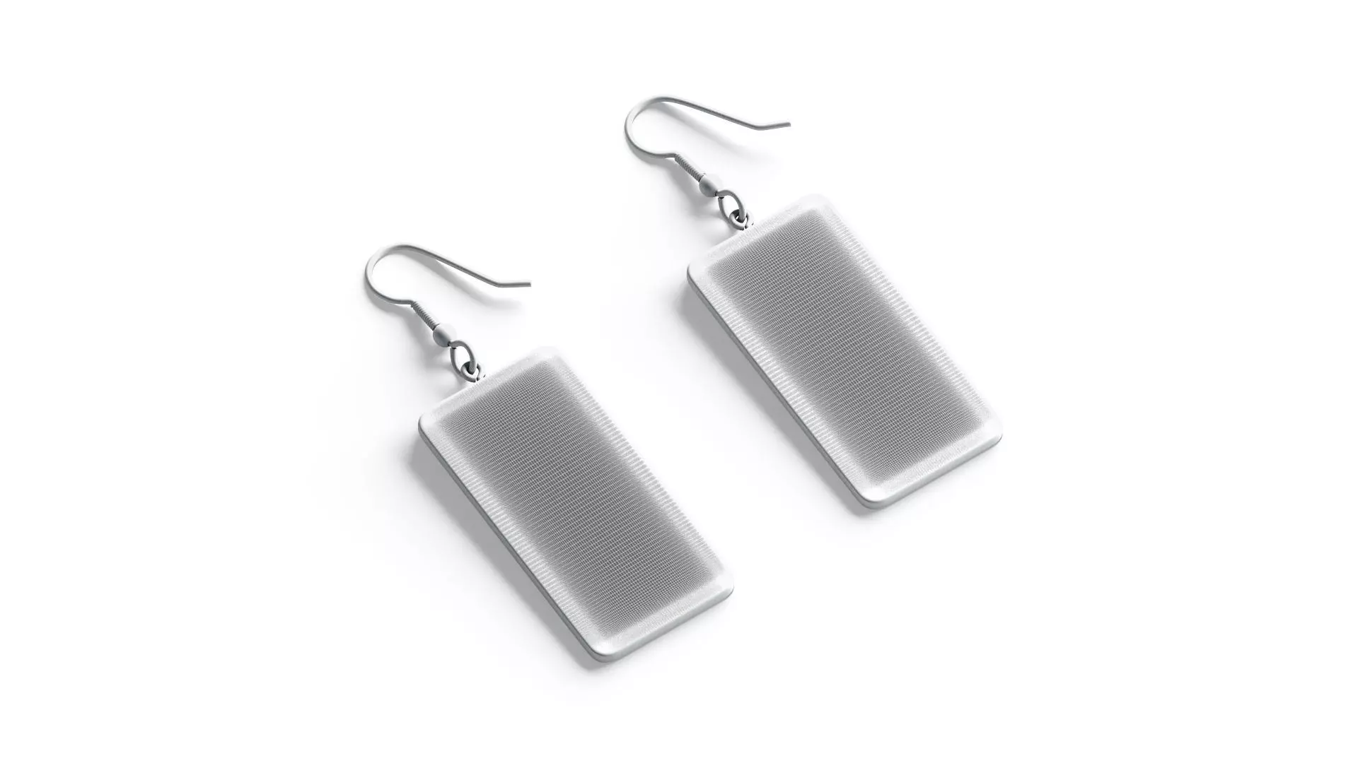 Black Rectangle Earrings - pair of plastic earing jewelery Low-poly 3D model_7