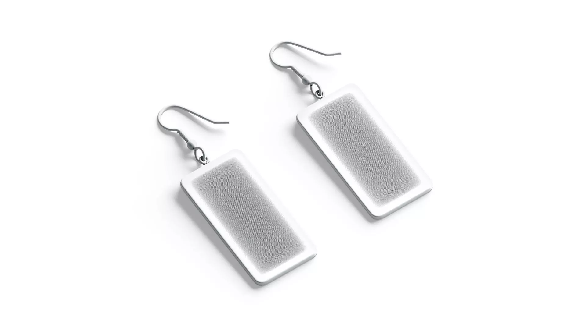 Black Rectangle Earrings - pair of plastic earing jewelery Low-poly 3D model_8