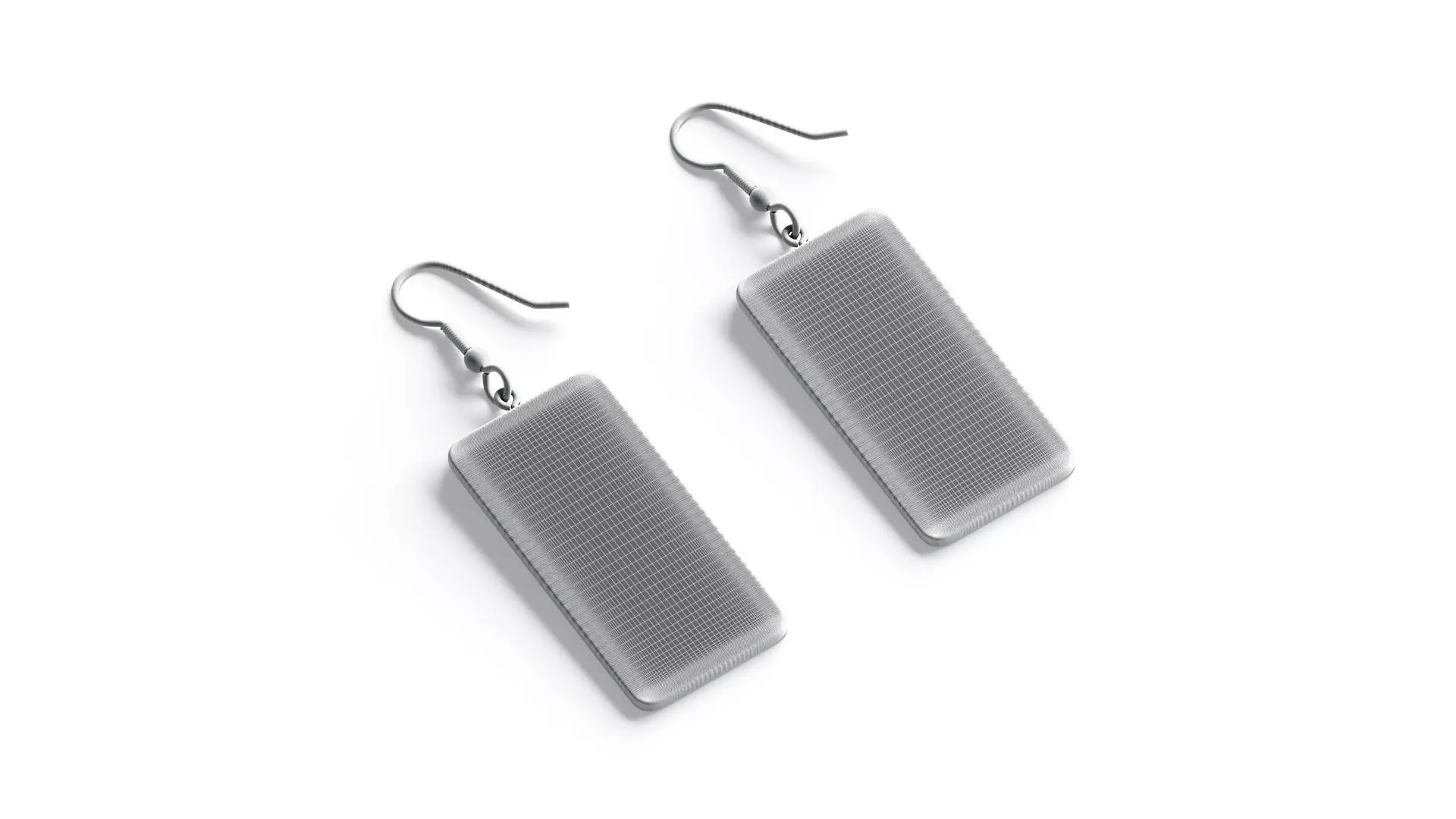 Black Rectangle Earrings - pair of plastic earing jewelery Low-poly 3D model_6