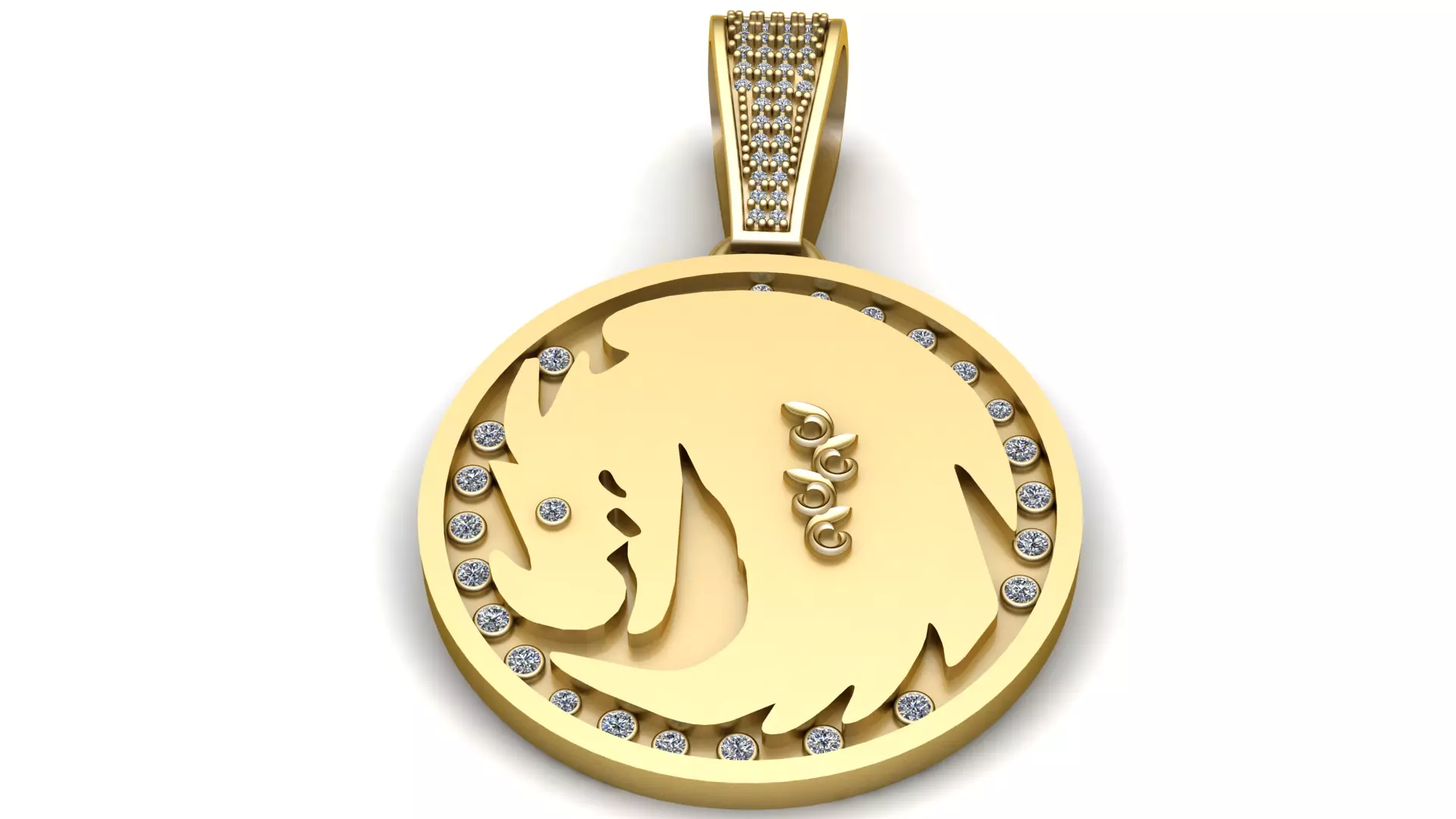 gold diamond pendant 3d printable model 3D print model