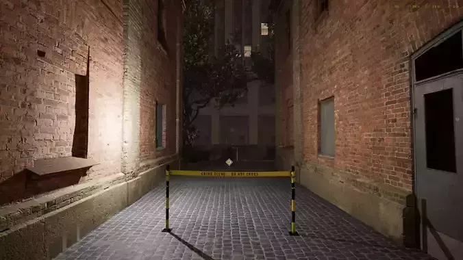 Crime Scene Police Line with Evidence Markers 4K Low-poly 3D model