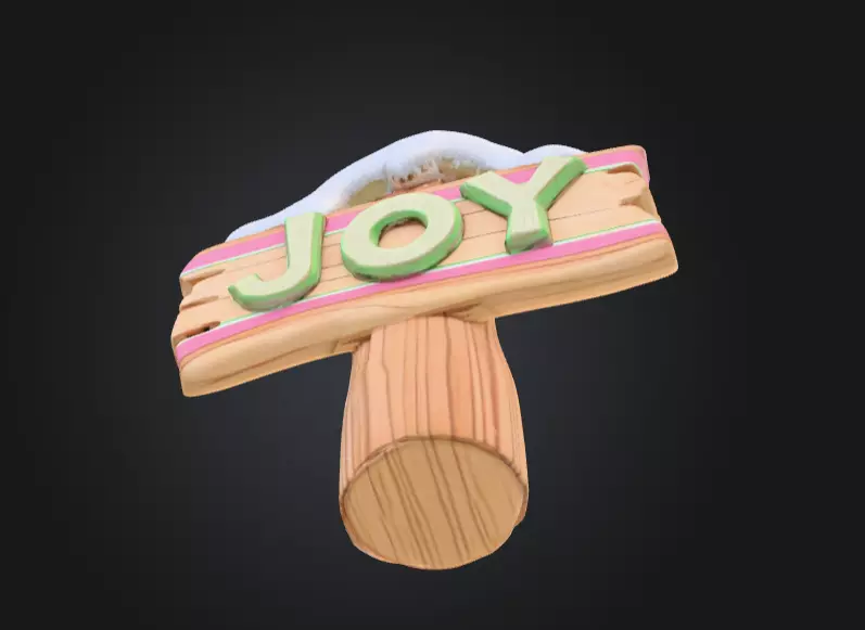 Stylized Wooden Signpost with Snow Low-poly 3D model_12