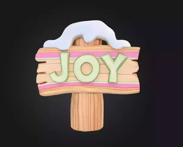 Stylized Wooden Signpost with Snow Low-poly 3D model