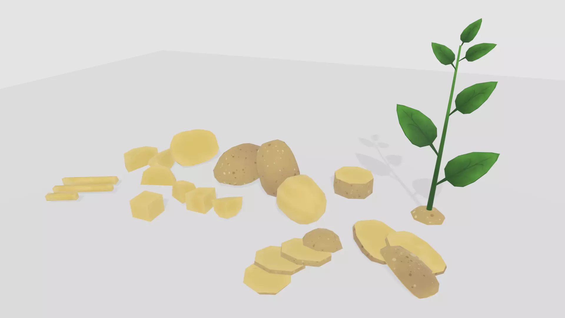 lowpoly Potato model pack Low-poly 3D model Low-poly 3D model_2