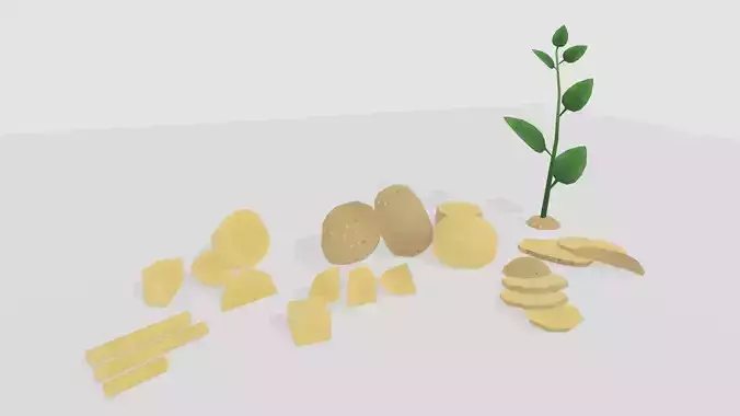 lowpoly Potato model pack Low-poly 3D model