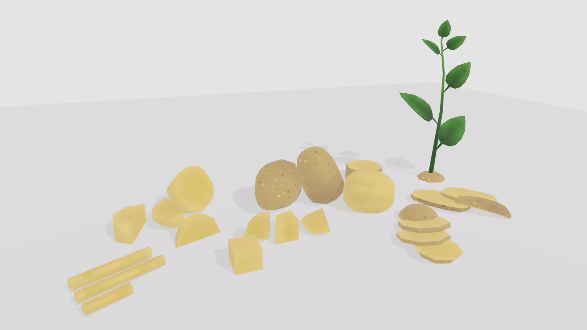 lowpoly Potato model pack Low-poly 3D model Low-poly 3D model_0
