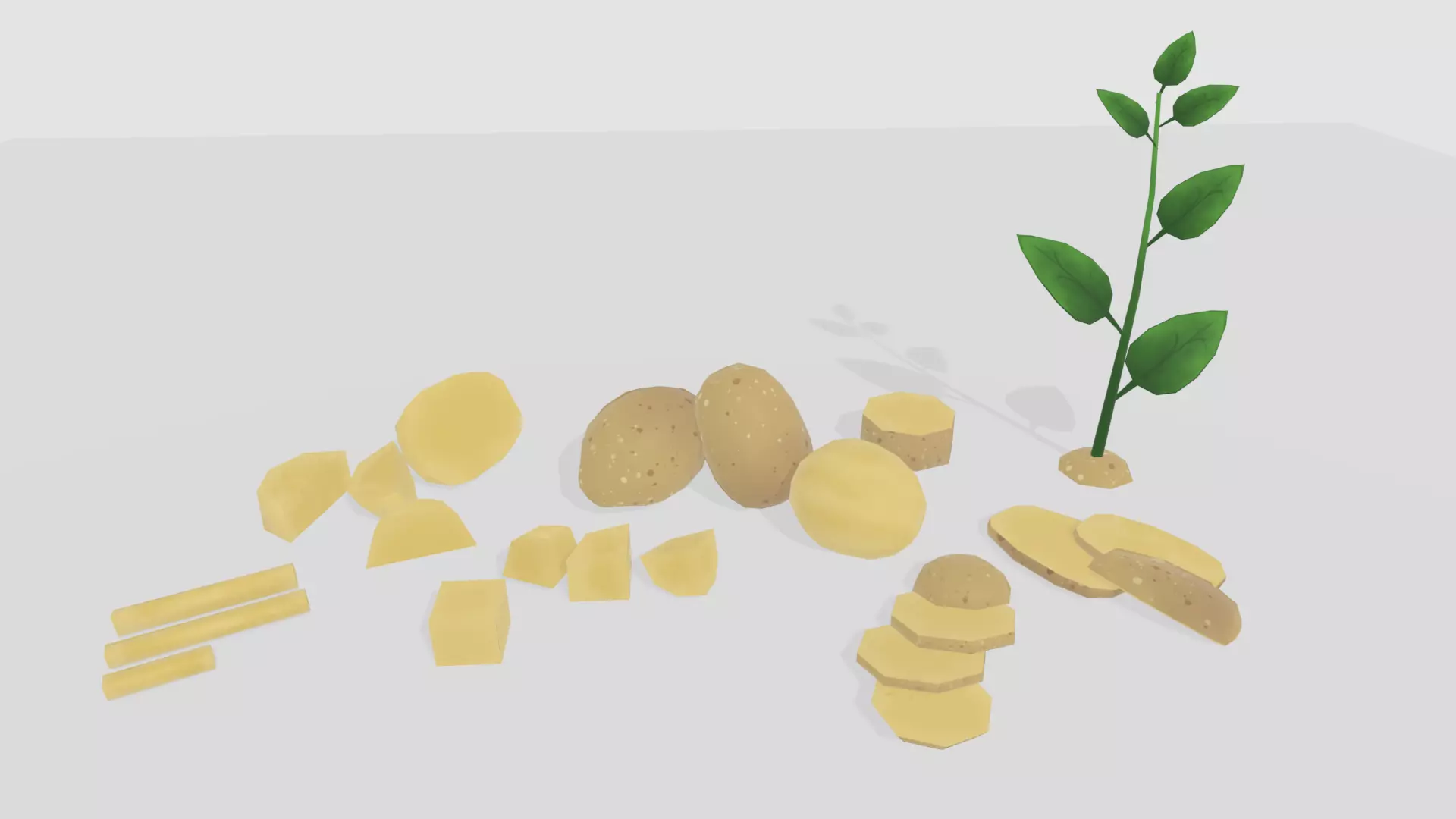 lowpoly Potato model pack Low-poly 3D model Low-poly 3D model_1