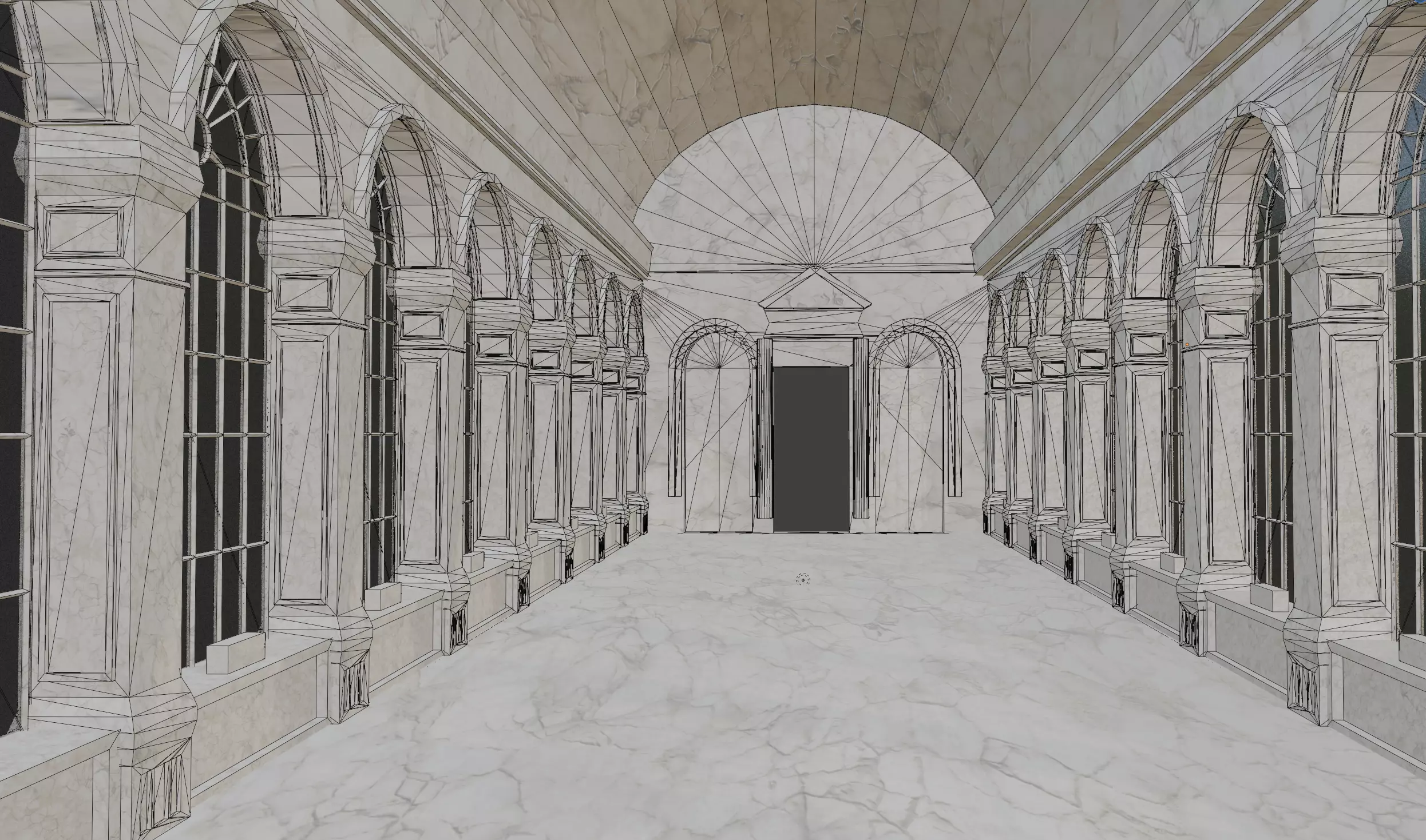 Marble corridor Low-poly 3D model_6