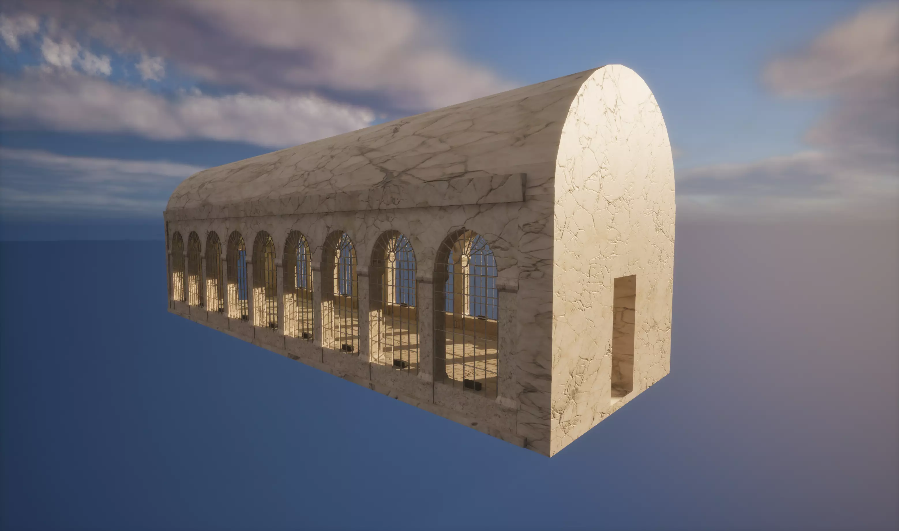 Marble corridor Low-poly 3D model_3