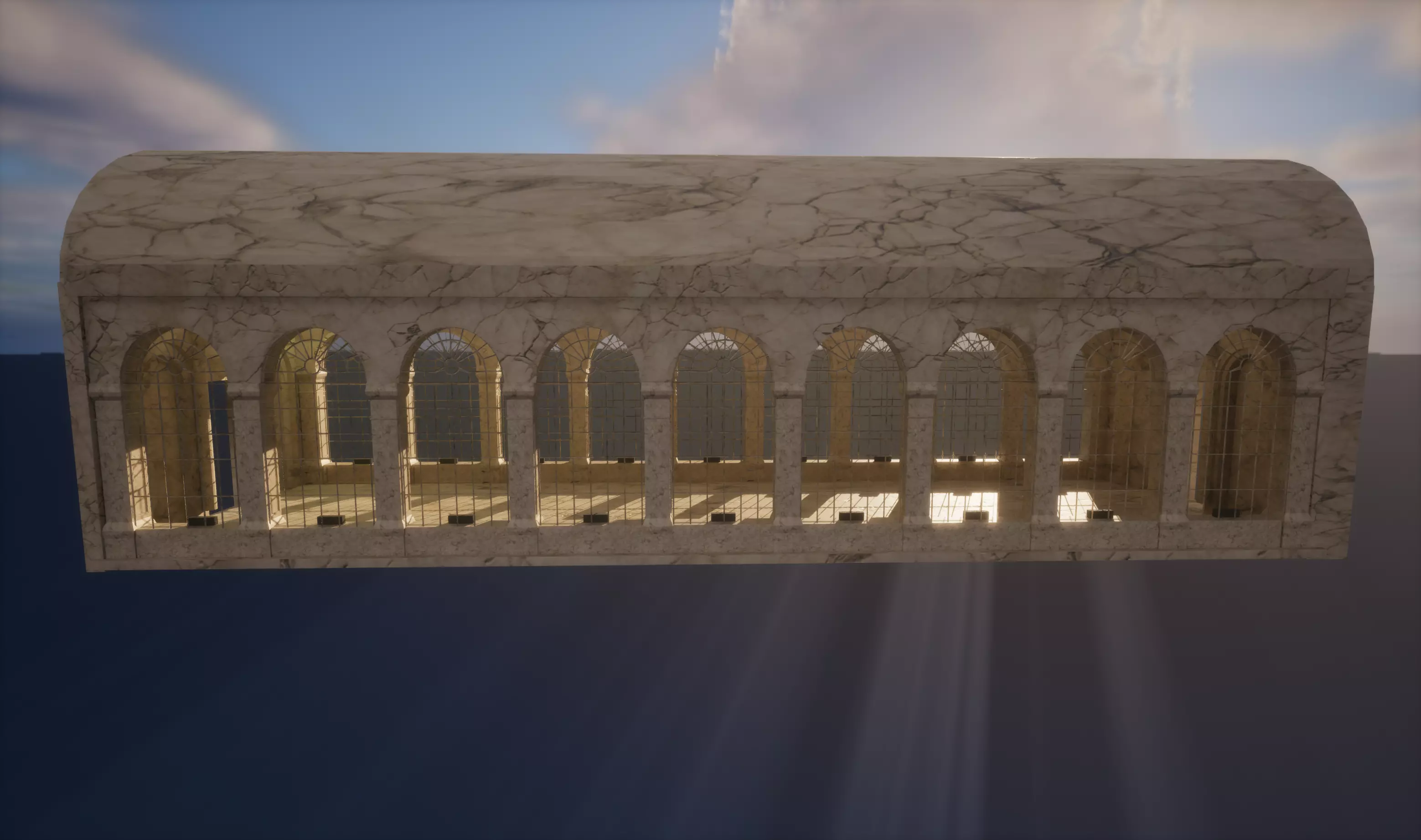 Marble corridor Low-poly 3D model_2