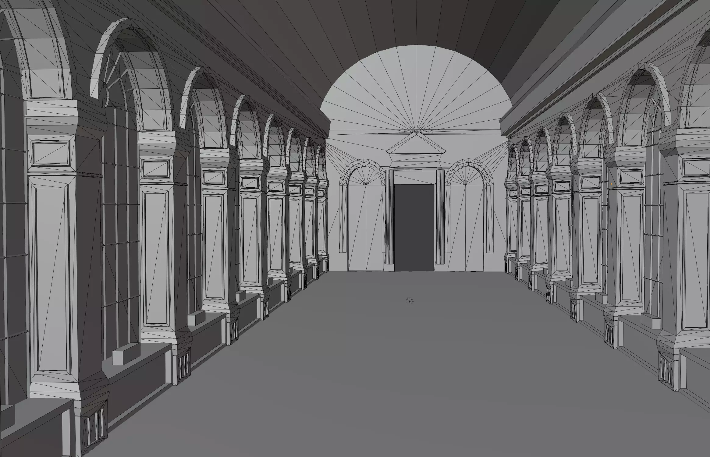 Marble corridor Low-poly 3D model_5