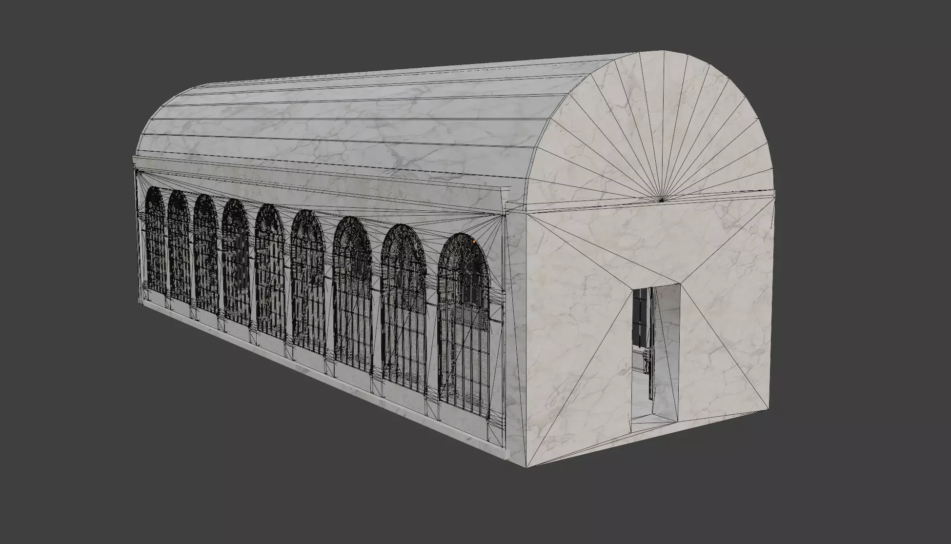 Marble corridor Low-poly 3D model_4