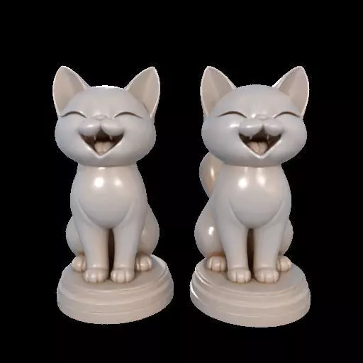 2093Laughing Cat 3D Printed Full Figure Statue pug 3D print model