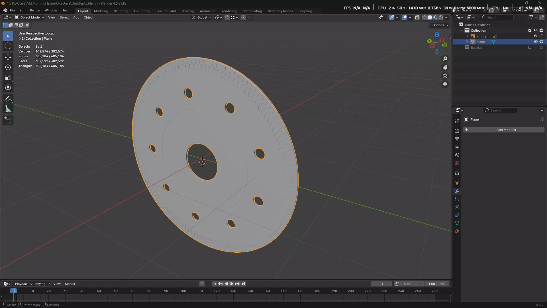 Saw Blade for Grinder Low-poly 3D model_4