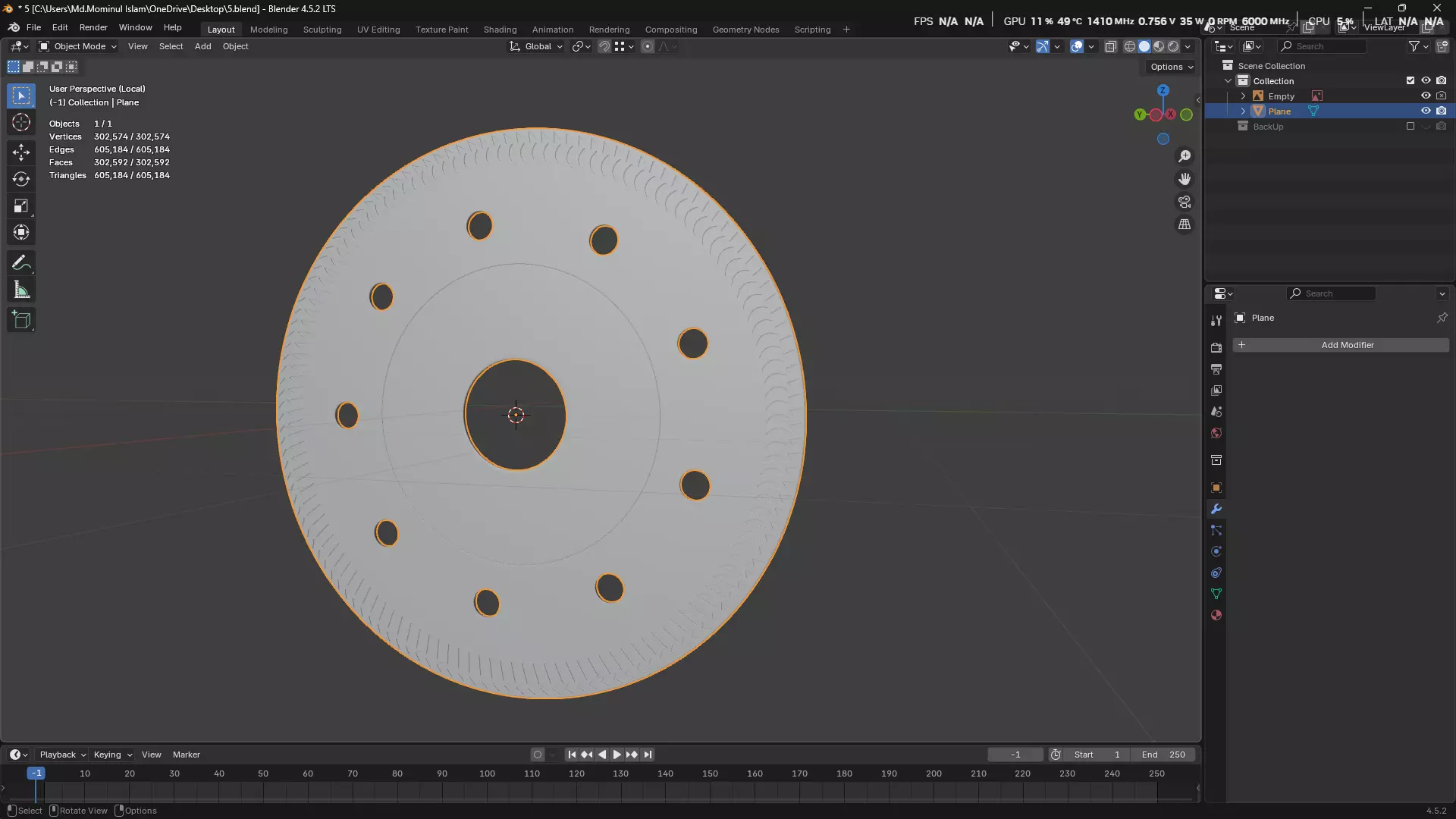 Saw Blade for Grinder Low-poly 3D model_7