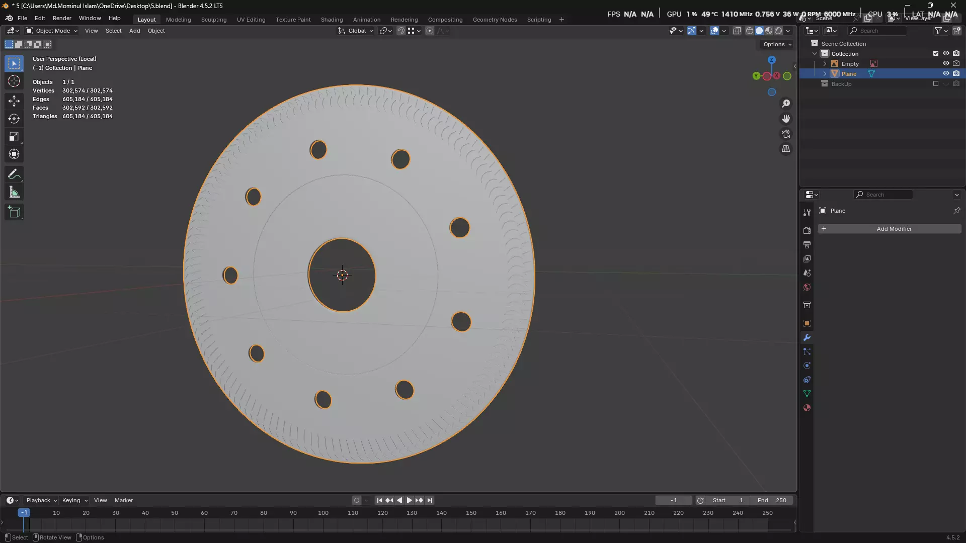 Saw Blade for Grinder Low-poly 3D model_3