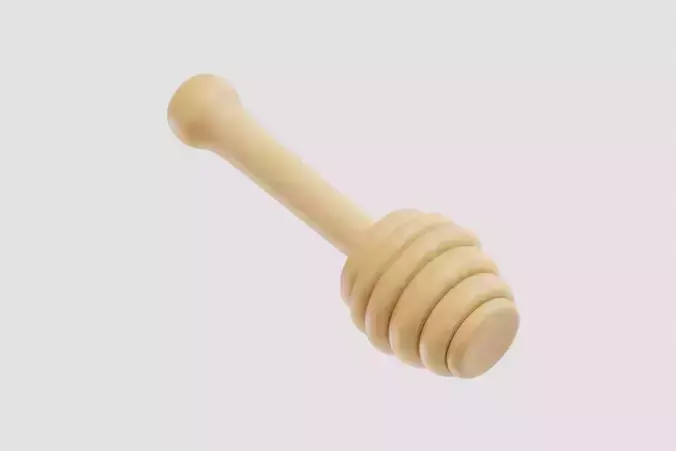 Wooden honey dipper Low-poly 3D model 5