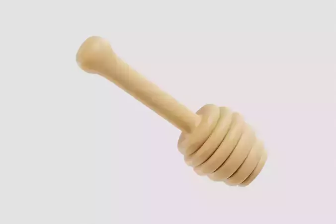 Wooden honey dipper Low-poly 3D model 6