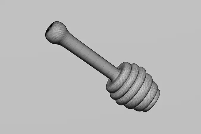 Wooden honey dipper Low-poly 3D model 7