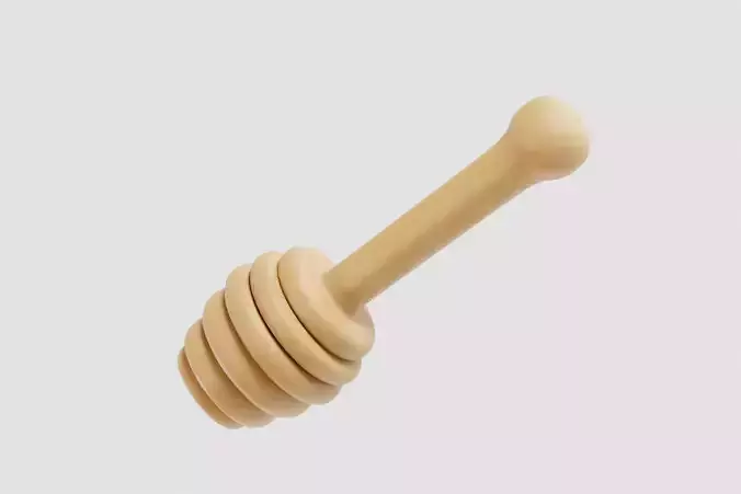 Wooden honey dipper Low-poly 3D model 4